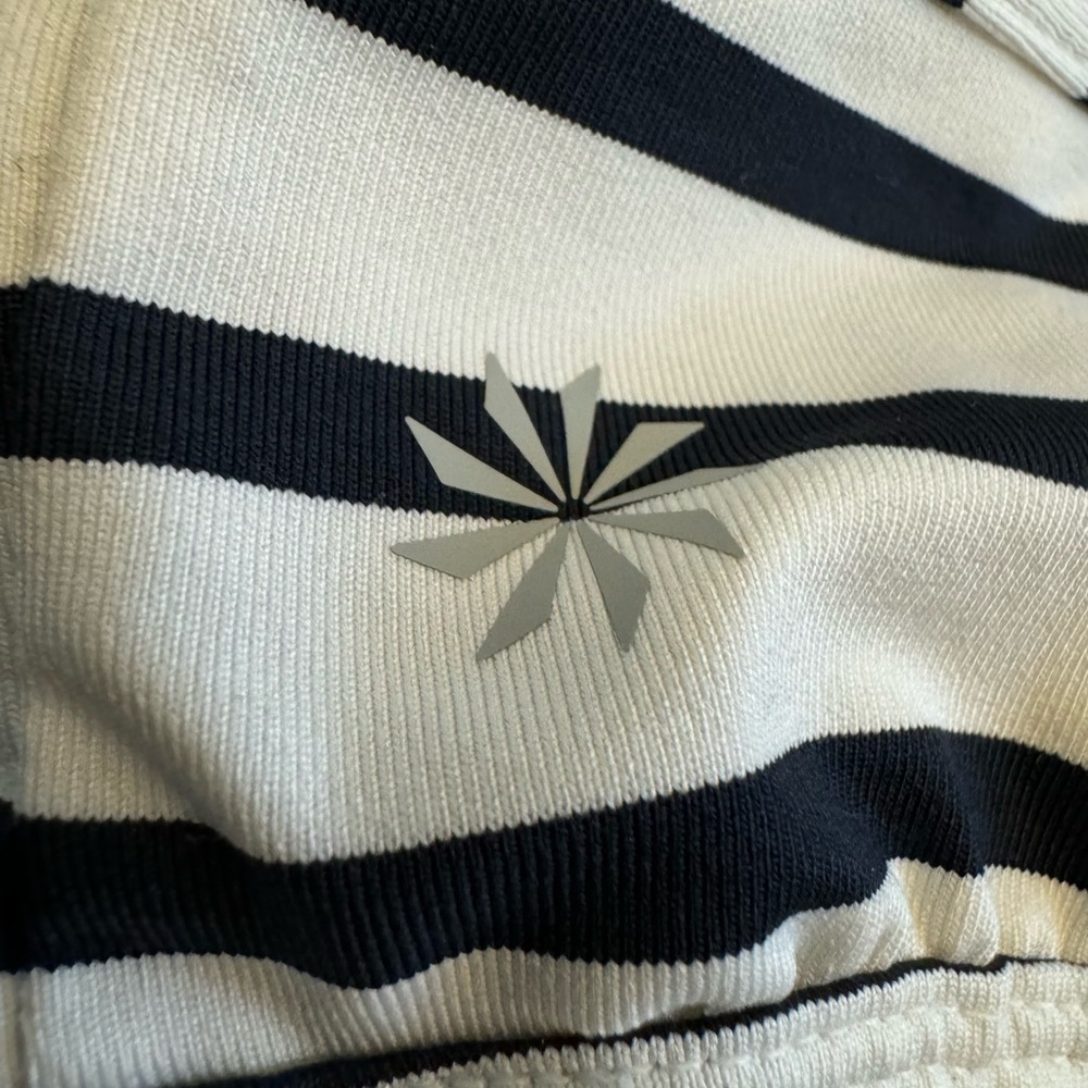 Athleta Navy Blue & White Hyper Stripe Energize Athletic Tank Top Small - Picture 4 of 9